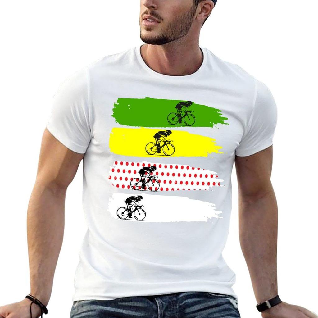 Classic Cycling Colors Tdf TShirt Basic Short Sleeve Cotton Blend TShirt