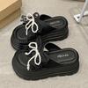 2025 Summer New Slippers Women's Lace Bow Gentle Temperament Small Fresh Wear Comfortable Beach Slippers