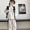 Spring Korean - style Children's Casual Cartoon - embroidered Striped Versatile Trendy Sports Sweatshirt Set