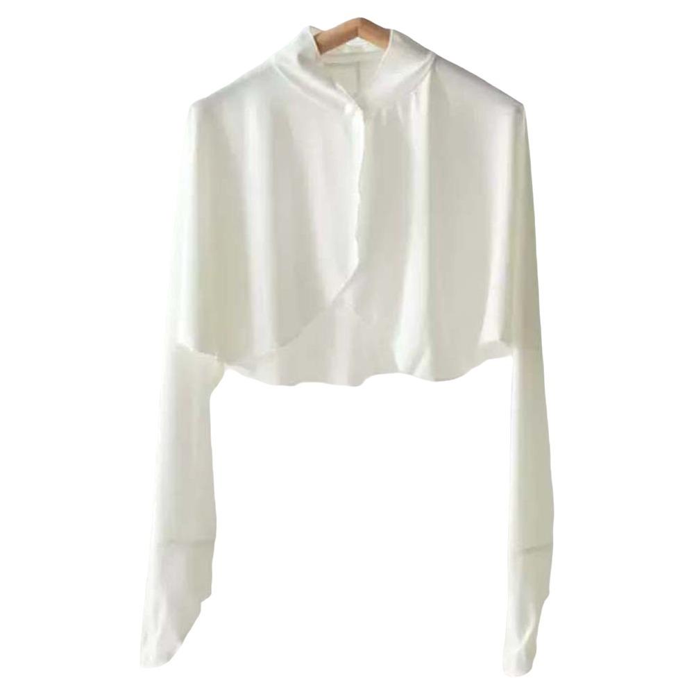 Solid Color Summer Sunscreen Shawl Long Sleeve Sun Protection Clothing Ice Silk Cape  Women L