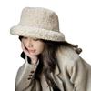 Lamb Wool Crimped Basin Hat Women's Autumn and Winter Face Small Dome Top Hat Fashion Versatile Warm Fisherman Hat
