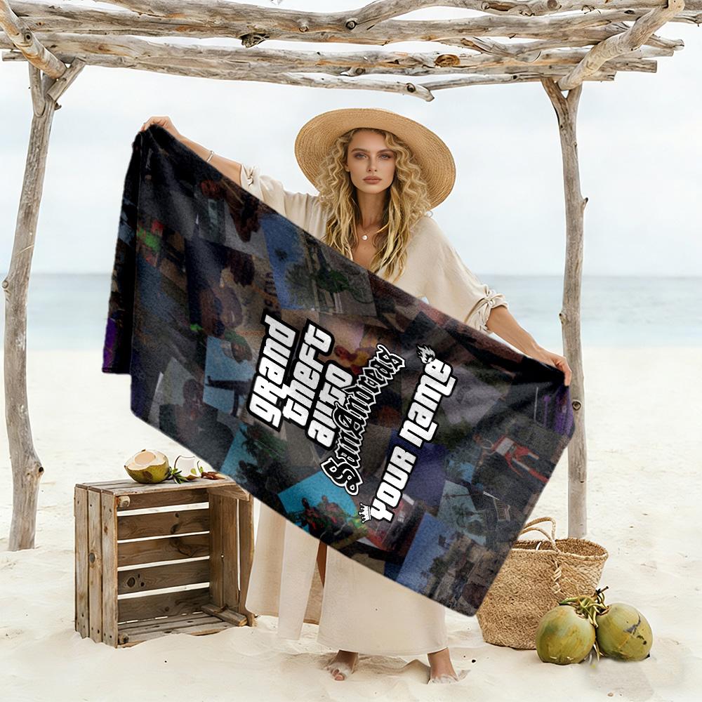 Gta Customizable Name Beach Towel Super Soft Microfiber Quickdry Fabric Portable for SwimmingBeachCamping Travel Beach AccessoriesGym