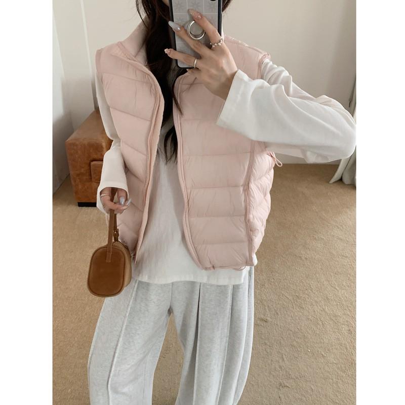 Womens Stand Collar Lightweight Puffer Vest Short Cotton Jacket Casual Outerwear