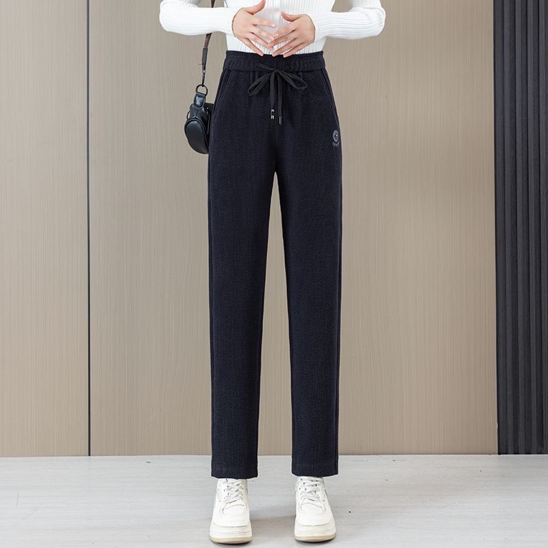 Autumn and Winter Straight-leg Loose, Fleece and Thickened High-waisted Casual Pants, Casual Pants, Long Pants for Women
