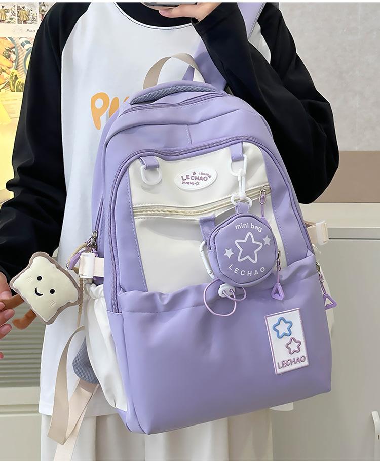 Schoolbag New College Style Cute School Bag Junior High School Student High School Student Lightweight Backpack Girl Large Capacity Backpack