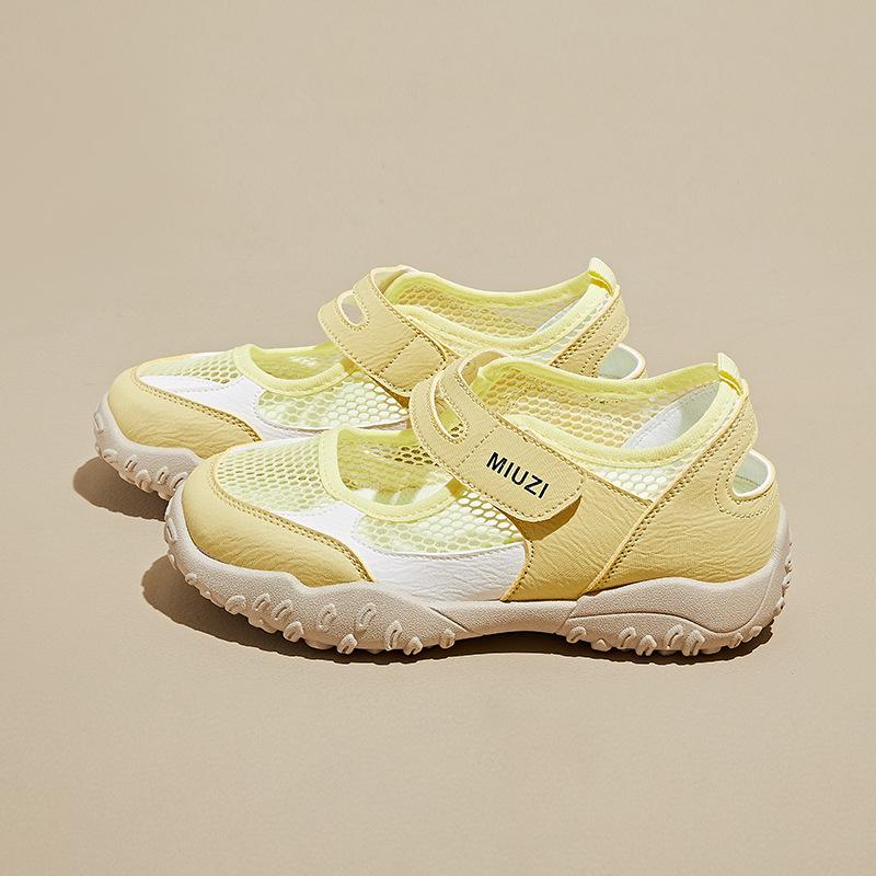 

Inner height increase new Velcro dad shoes girl, summer student casual shoes mesh breathable 35 жёлтый