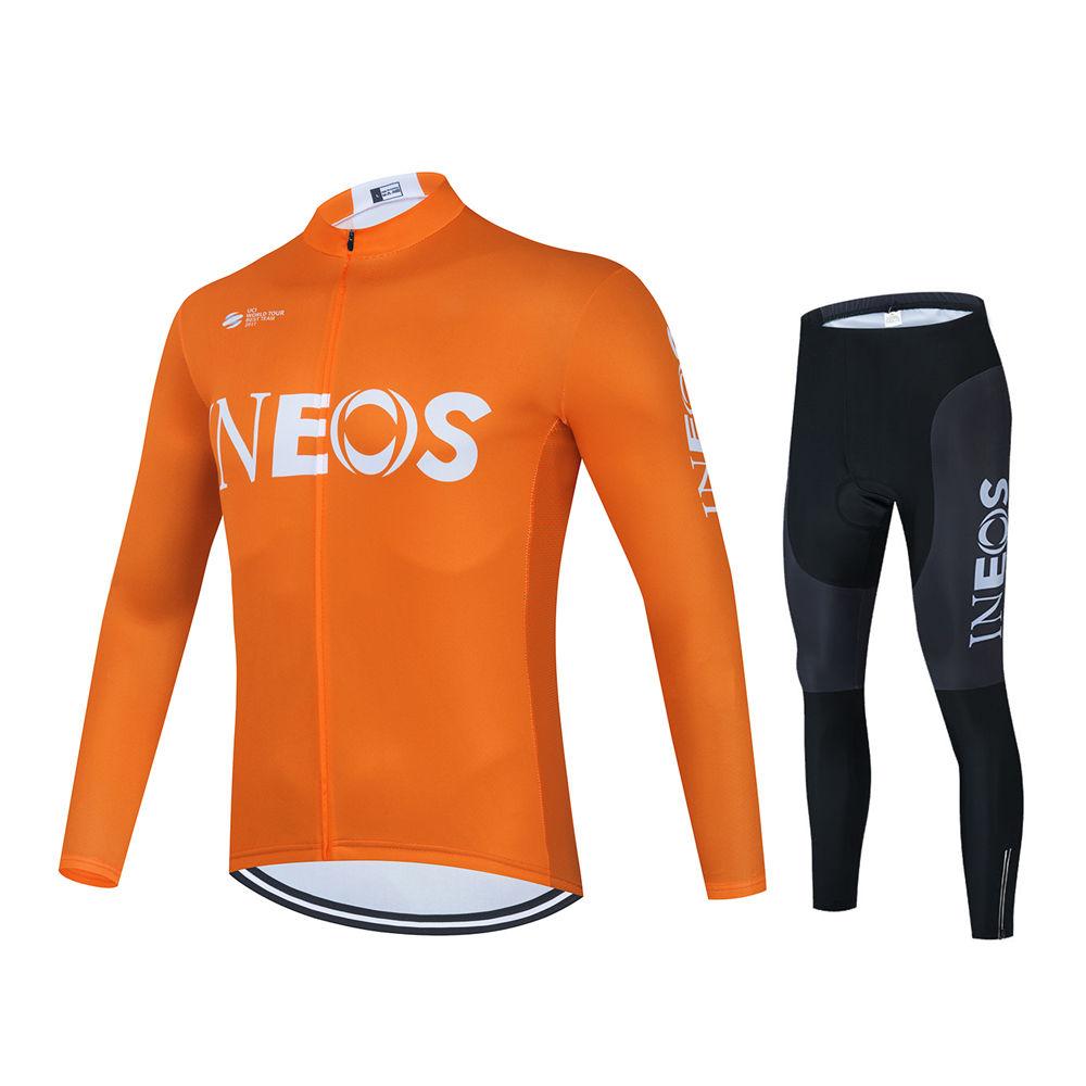 Ineos Team Long Sleeve Cycling Jersey Set for Men, MTB Bike Clothing, Bicycle Wear, 19D Gel Bib Pants 2026