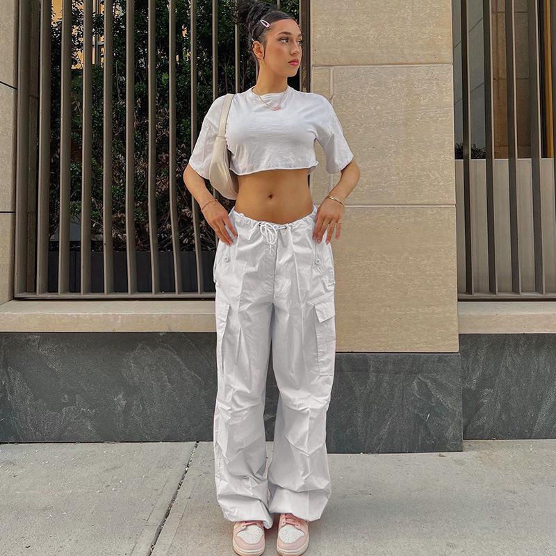 Women's Cargo Pants Plus Size Solid Color Loose Fashion Casual Multi-pocket