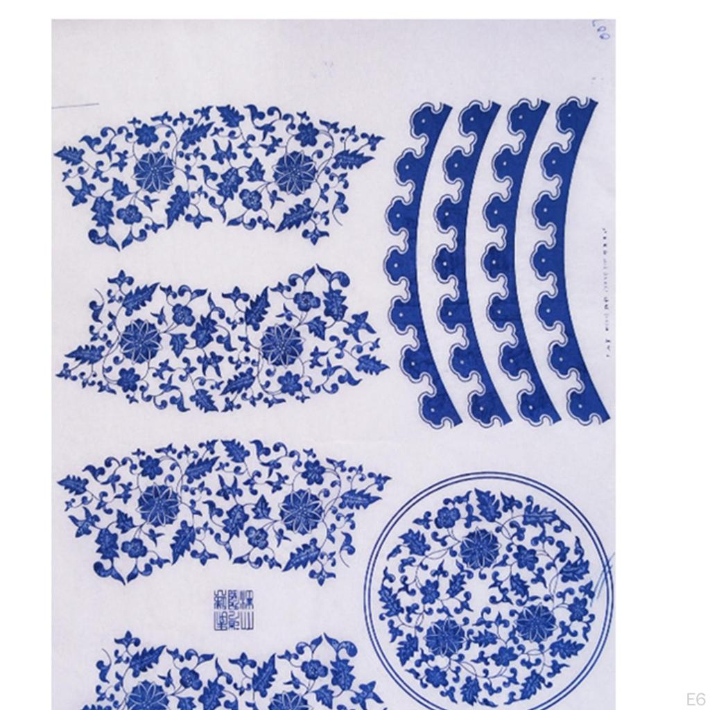 Art Decals Flower Paper Transfer Blue Sticker Underglazed DIY