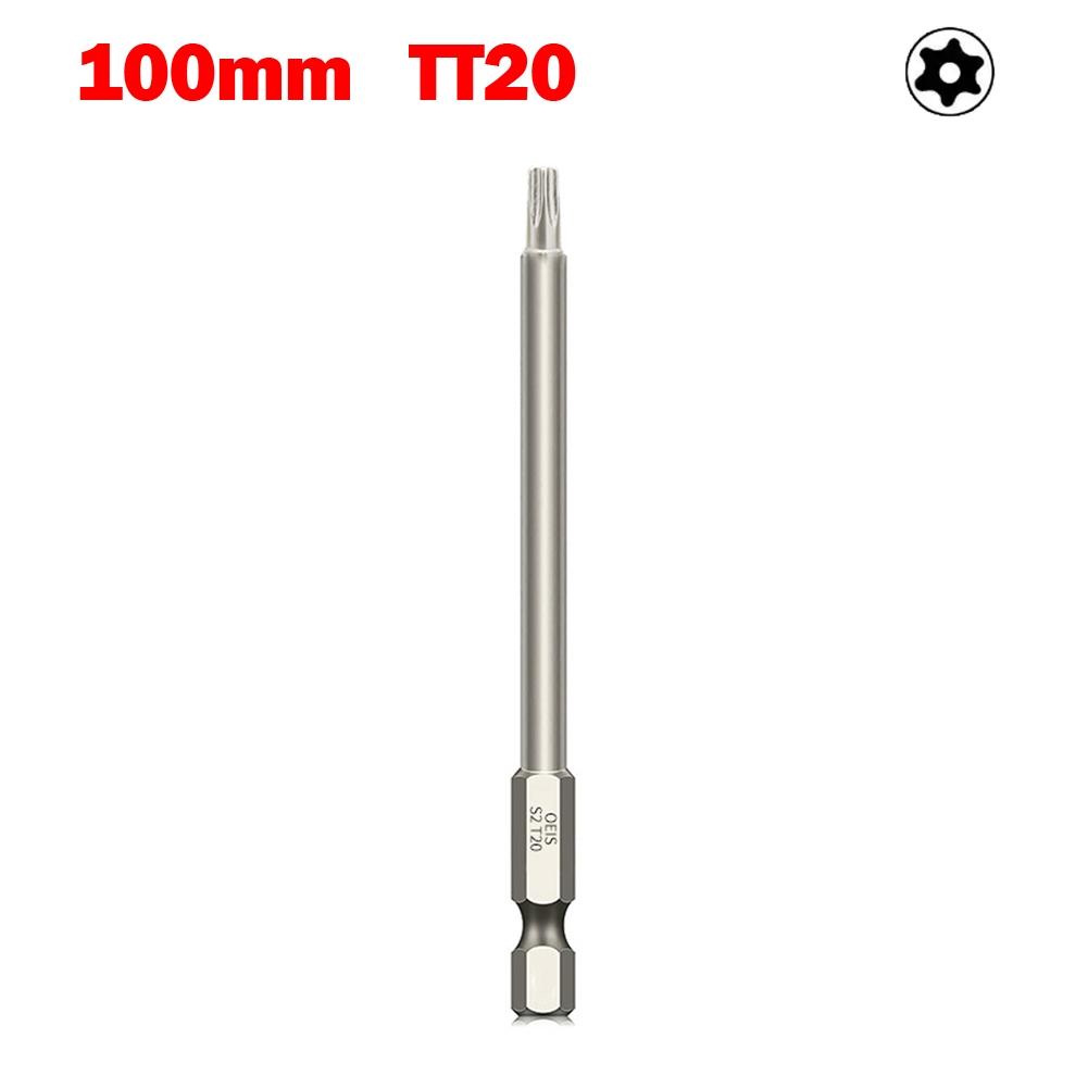 100mm Torx Screwdriver Bit with Standard Shank Diameter and Magnetic Feature