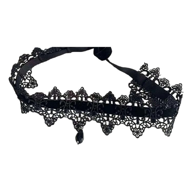 

Delicate Tie Adjustable Lace Collars Necklace 16g Lightweight Acrylic Fashion Accessory Black And Red Styles чорний