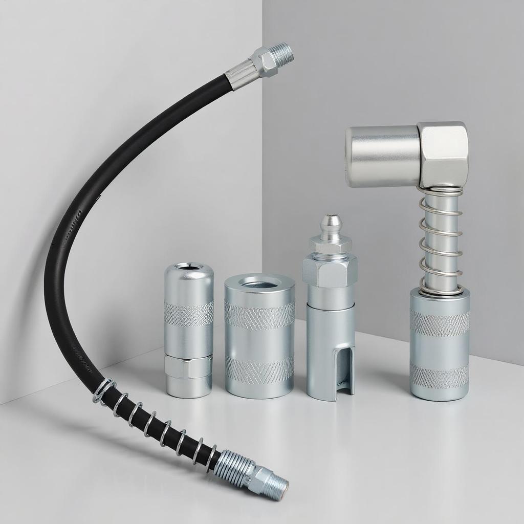 Grease Sprayer Lubrication Accessory Grease Sprayer Hose Kit with Fittings Vehicle Maintenance Carbon Steel Supplies for Repair