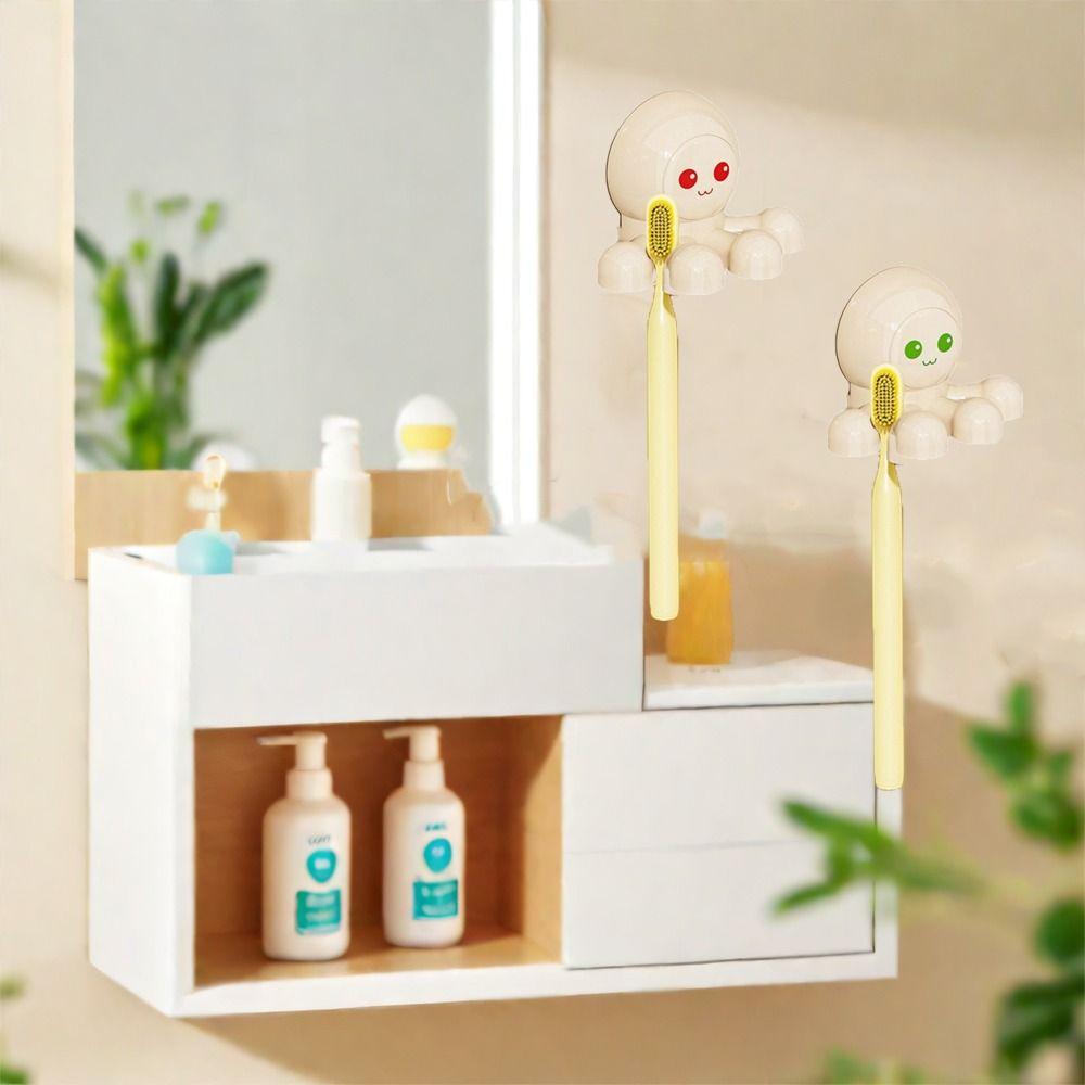 2Pcs Space Saving Toothbrush Organizer Wall Mounted Toothbrush Storage Rack  Bathroom