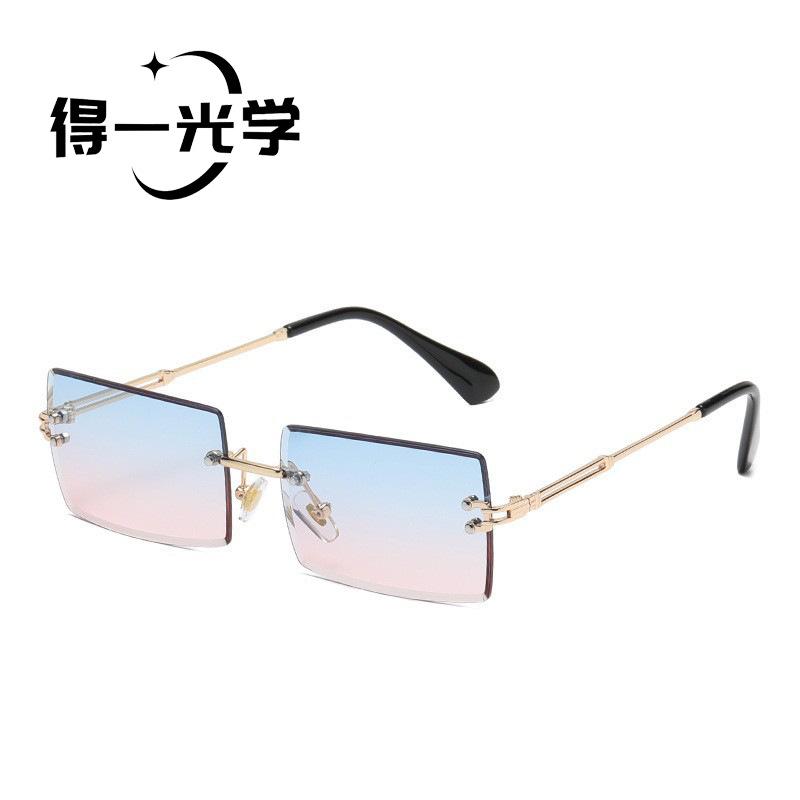 New diamond trimmed small frame rimless square sunglasses sunglasses sunglasses UV protection sunglasses