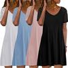 Amazon Women's Casual V-Neck Short Sleeve Dress Striped Transparent Mesh Splicing Medium and Long Dress