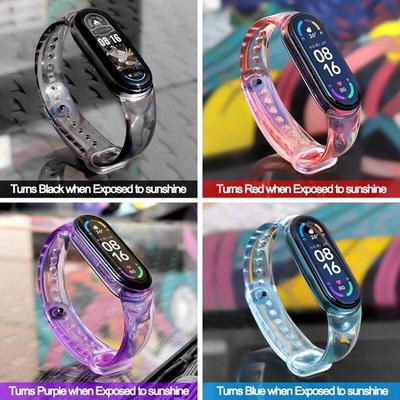 Pulseira para Xiaomi Mi Band6 Band5 4 3 Sunshine Turn Color Pulseira para MI 6 5 Strap Xiaomi Mi Band 6 5 4 3 Pulseira transparente ajustável
