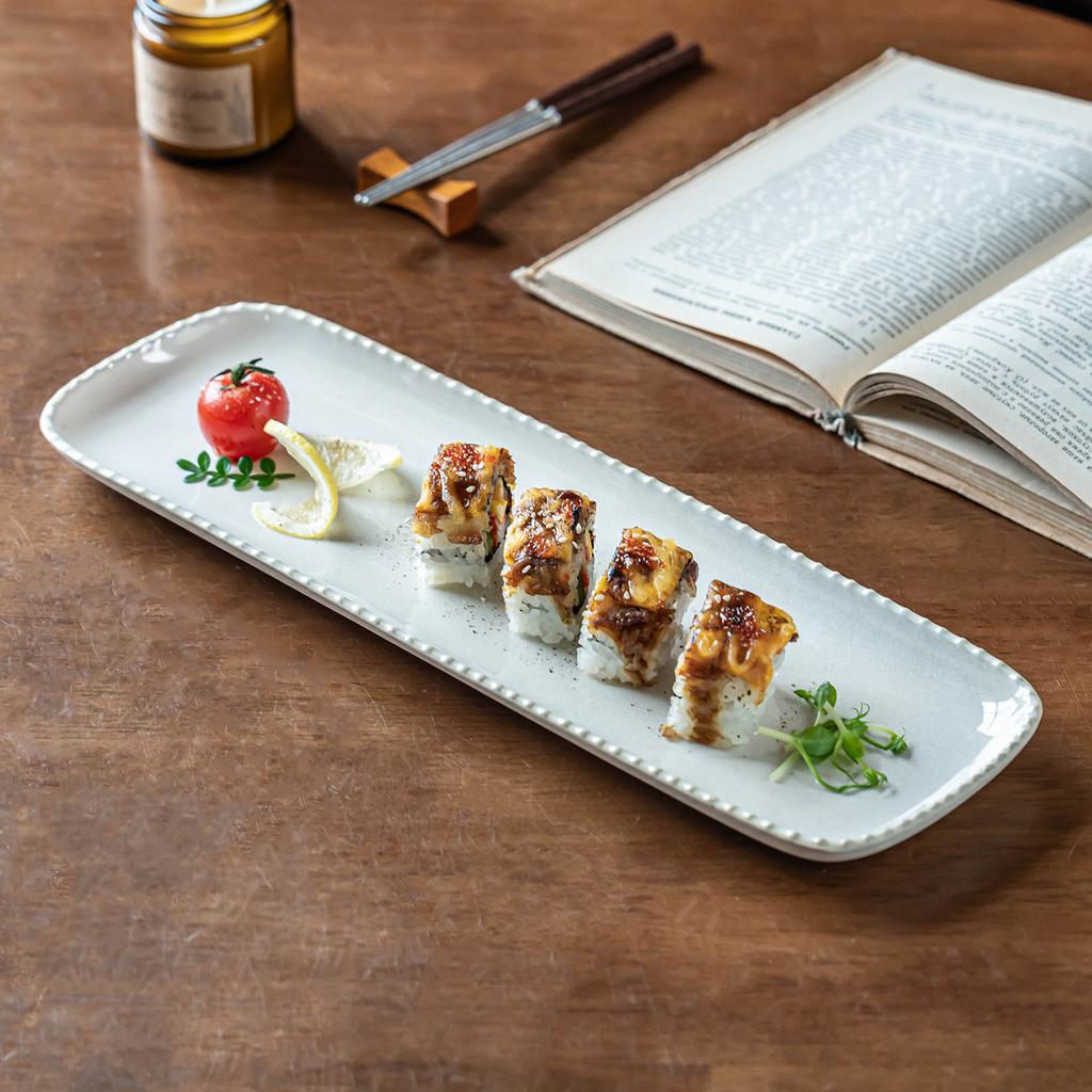 Plate Tray Household High-End Ceramic Fish Plate Creative Rectangular Plate Tableware Plate Sushi Special Plate