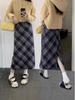 Dragon Phoenix Elastic Waist Plaid Skirt - Mid-Length, High Waist, Slim Fit, Versatile Women's Skirt for Autumn and Winter