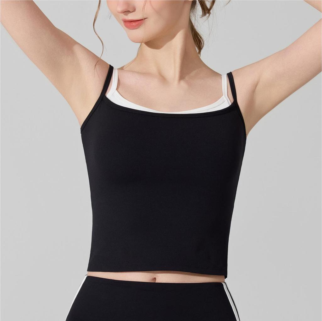Cross-Border Butterfly Back Sports Vest with Chest Pad - Color Block Elastic Yoga Fitness Top