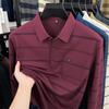 Men S Striped Long Sleeve Polo Shirt For Middle Aged Spring Autumn