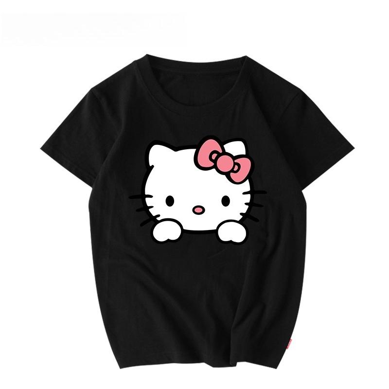 New Unisex Womens Cute Hello Kitty Pattern Printed Summer Top Couple Trendy Loose Casual Short Sleeve Cotton Soft Tshirt