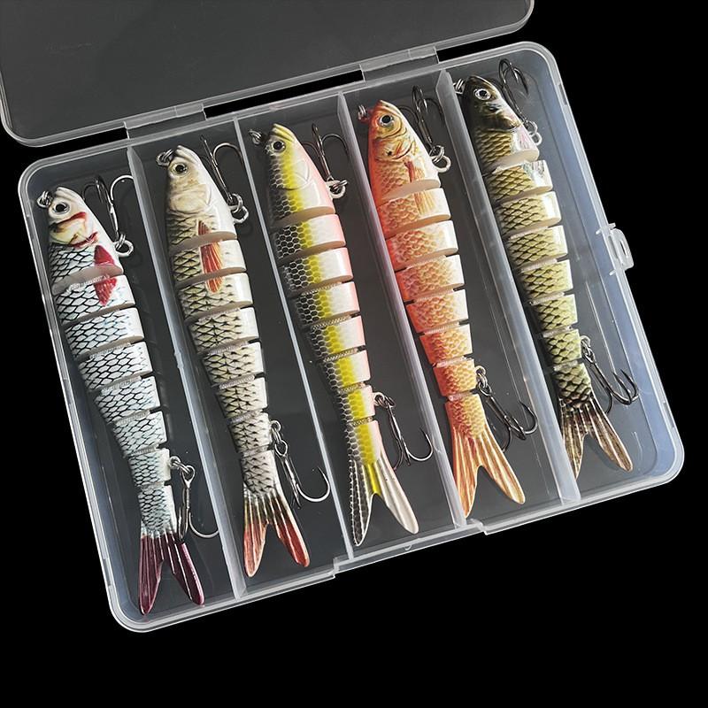 5-Piece Large Multi-Jointed Bionic Soft Lure Set Saltwater Freshwater Fishing Sinking Hard Bait
