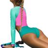 Women S Long Sleeve One Piece Surfing Swimsuit Color Block Slimming Conservative Fit