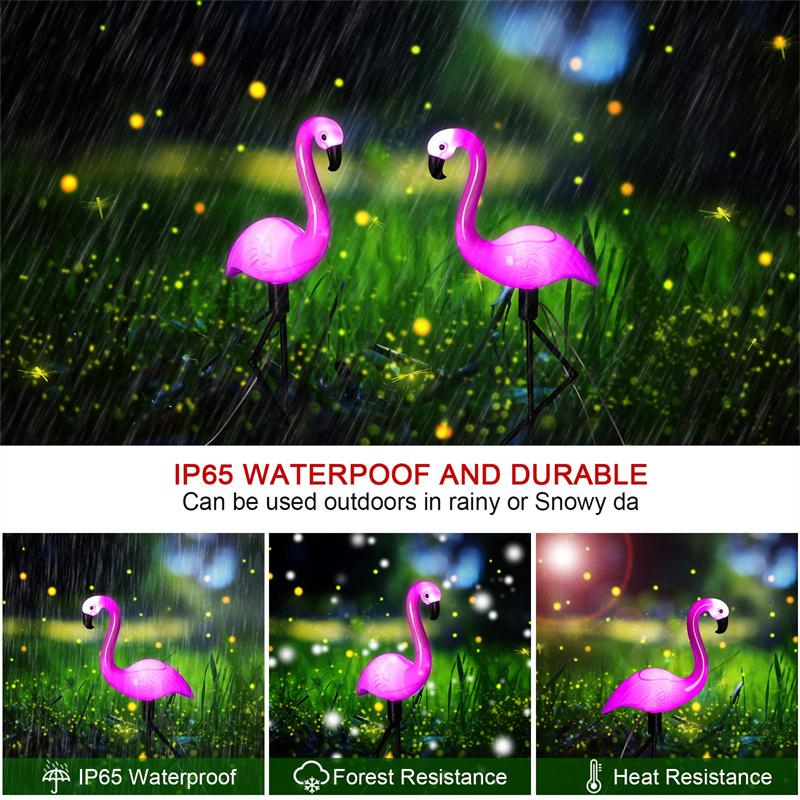 1/3PCS Flamingo Solar Light IP65 Waterproof LED Stake Light Landscape Ground Lamp for Outdoor Pathway Xmas Garden Decor