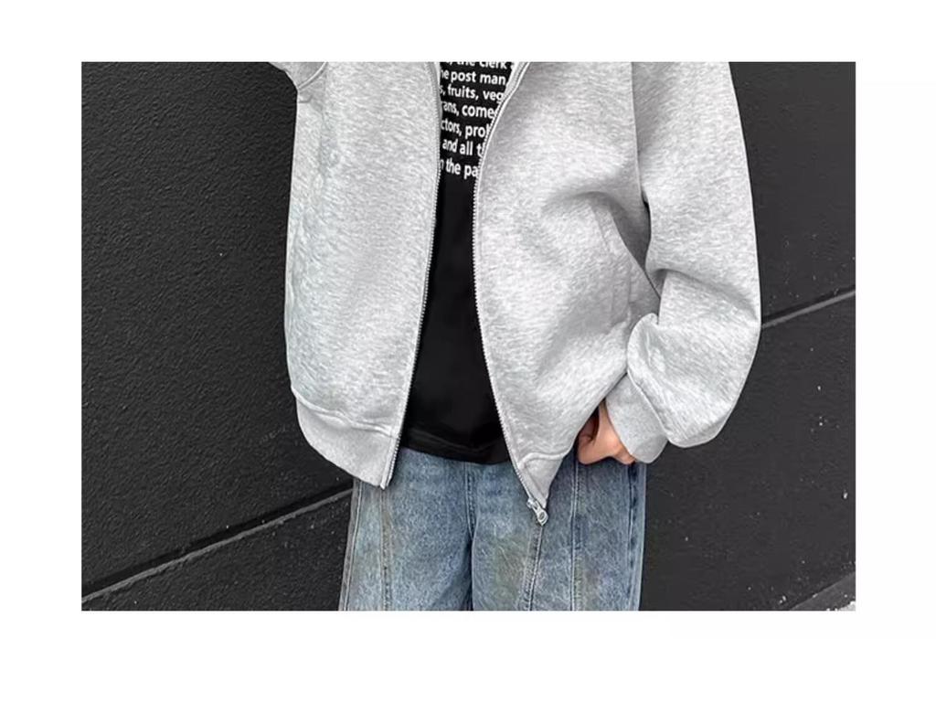 Autumn Men's Space Cotton Hooded Heavyweight Hoodie: Versatile Solid Color Jacket for Couples - Suitable for Spring and Autumn.
