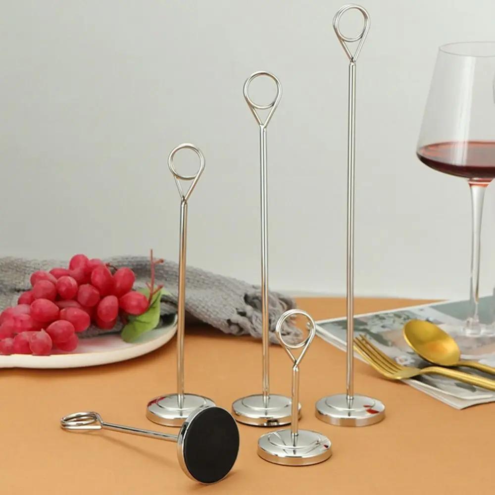 Cute Stainless Steel Round Photo Clip Elegant Note Clamp Stand  Restaurant Table