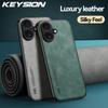 KEYSION Luxury Retro PU Leather Case for iPhone 17 17 Air Soft Silicone+PC Shockproof Phone Back Cover for iPhone 17 Air 2025