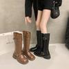 Maillard Knight Boots Women's Autumn and Winter a Sa Small Boots with Skirt Tall Boots Brown Boots
