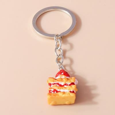 Cute Cartoon 3D Food Keychains Hamburg Donut Cookies Cake Key Ring for Men Women Handbag Pendant DIY Jewelry Gifts