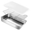 Stainless Steel Baking Pan with Cover Oven Rack Grilling Tool for BBQ and Refrigerator Storage