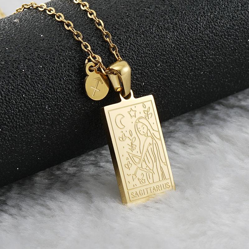 12 Constellation Necklace Women's 18K Exquisite Square 12 Constellation Tag Collarbone Chain 2026