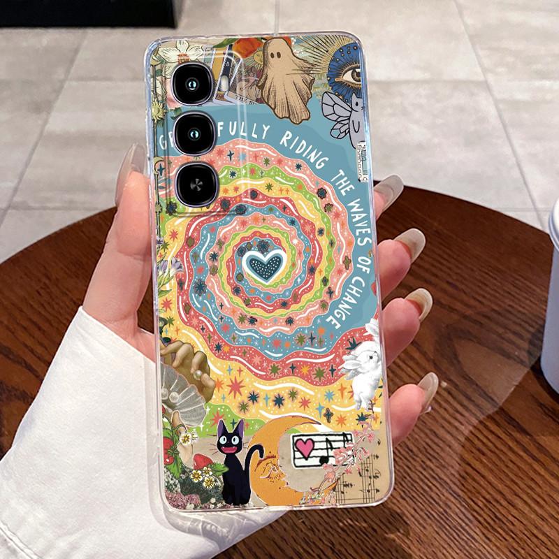 Casing For Itel City 100 / Itel C671L Phone Case Clear Soft TPU Silicone Back Cover Aesthetic Fashion Cute Cat Astronaut Cases