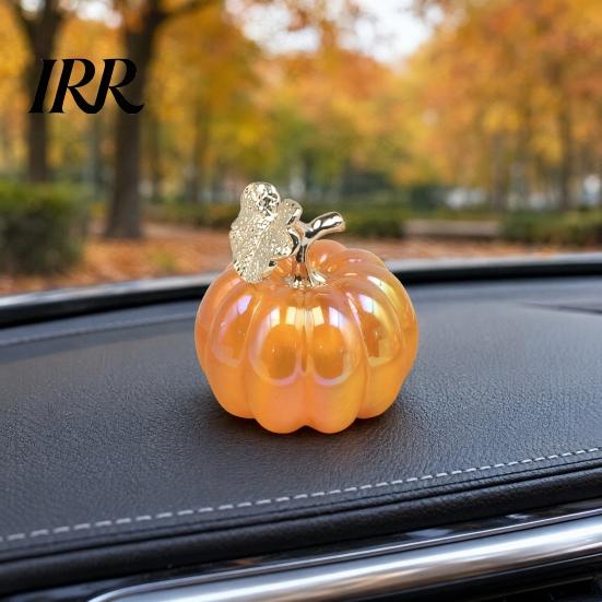 Electroplated Leaves Ornament Acrylic Simulation Pumpkin Decor, Halloween Fake Desktop Decoration for Table Car, Spooky Party Centerpiece Home Decor
