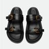 Luxury   Platform Slippers for Women Summer High Quality Soft Leather Metal Buckle Slide Sandals Beach Flat Shoes