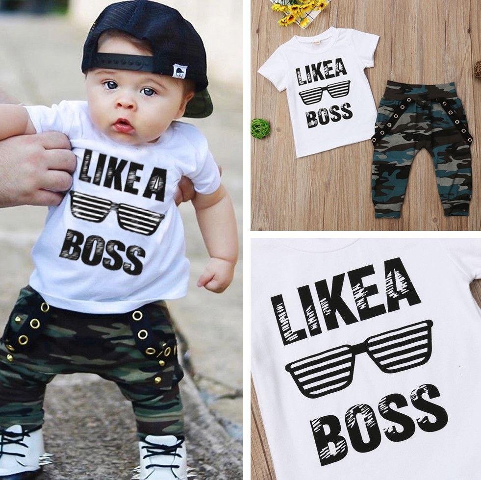 Buy Canis Toddler Baby Boys Hip Hop Tops Tshirt Camo Pants Outfits Set