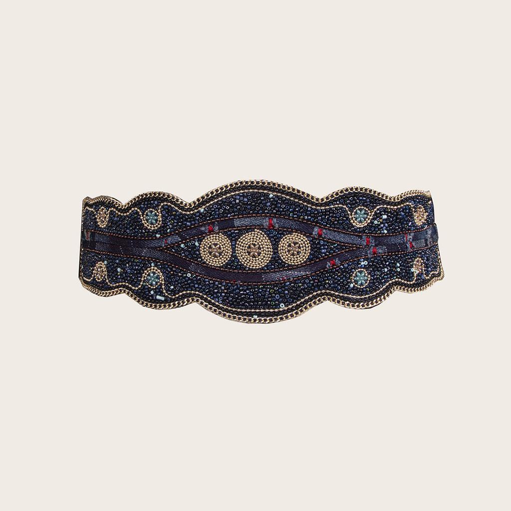 Ethnicinspired Womens Wide Waist Belt With Plastic Turquoise And Rhinestone Embellishments For Fashion Seasonal