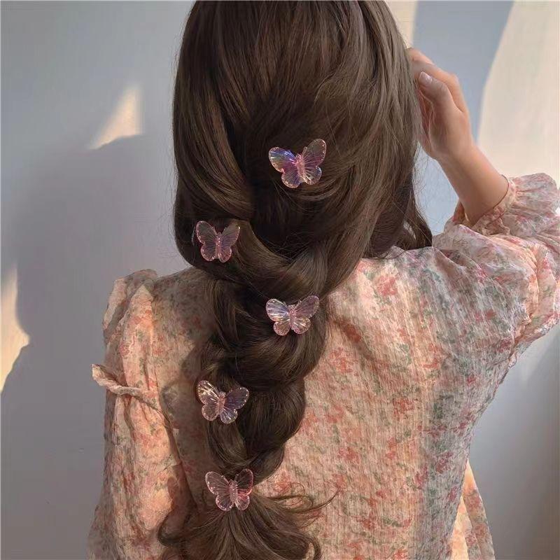 New Gradient Semi Transparent Butterfly Hair Clip Women Simple Fashion Sweet Duckbill Clip for Vacation Hair Accessories