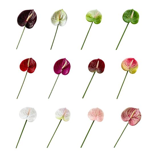 Artificial Anthurium Flower 24.4 Inch Real Touch Fake Flower for DIY Wedding Bouquets Floral Arrangements Bridal Shower Party Centerpiece