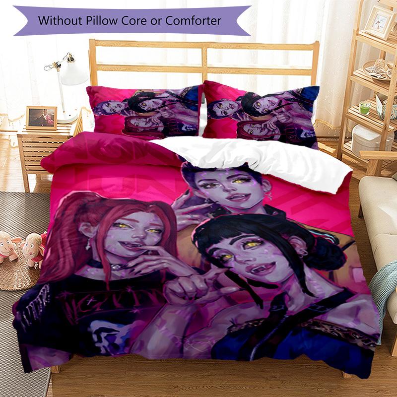Set Biancheria da Letto KPOP Hunter 3 Pezzi Copripiumino Chiusura Include 1 Copripiumino & 2 Federe per Tutte le Stagioni Camera da Letto Casa Arredamento Stanza del Dormitorio