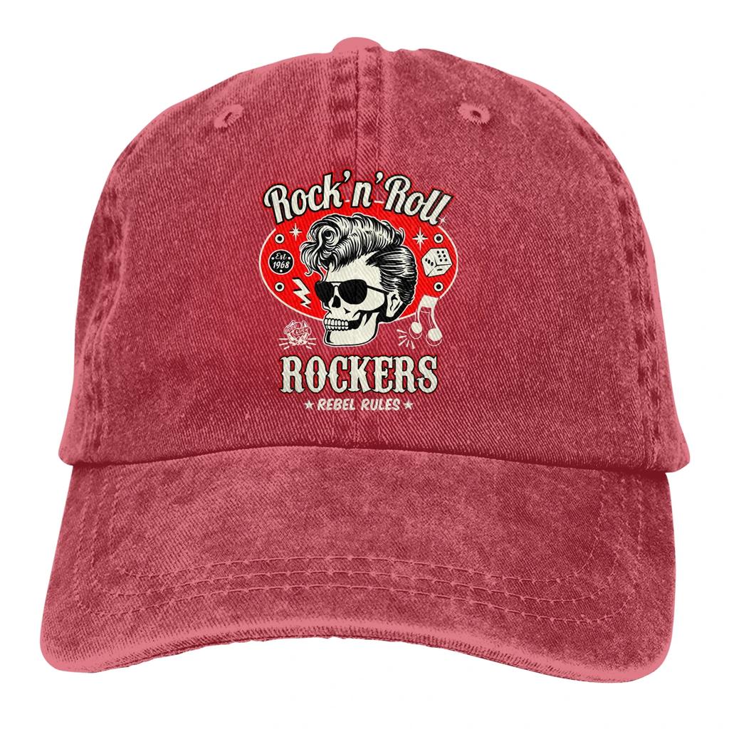 Πλυμένο Καπέλο Μπέιζμπολ Unisex Σκελετός Ζάρια Rockers Trucker Snapback Καπέλα Καπέλο Πατέρα Rockabilly Rock and Roll Καπέλα Γκολφ