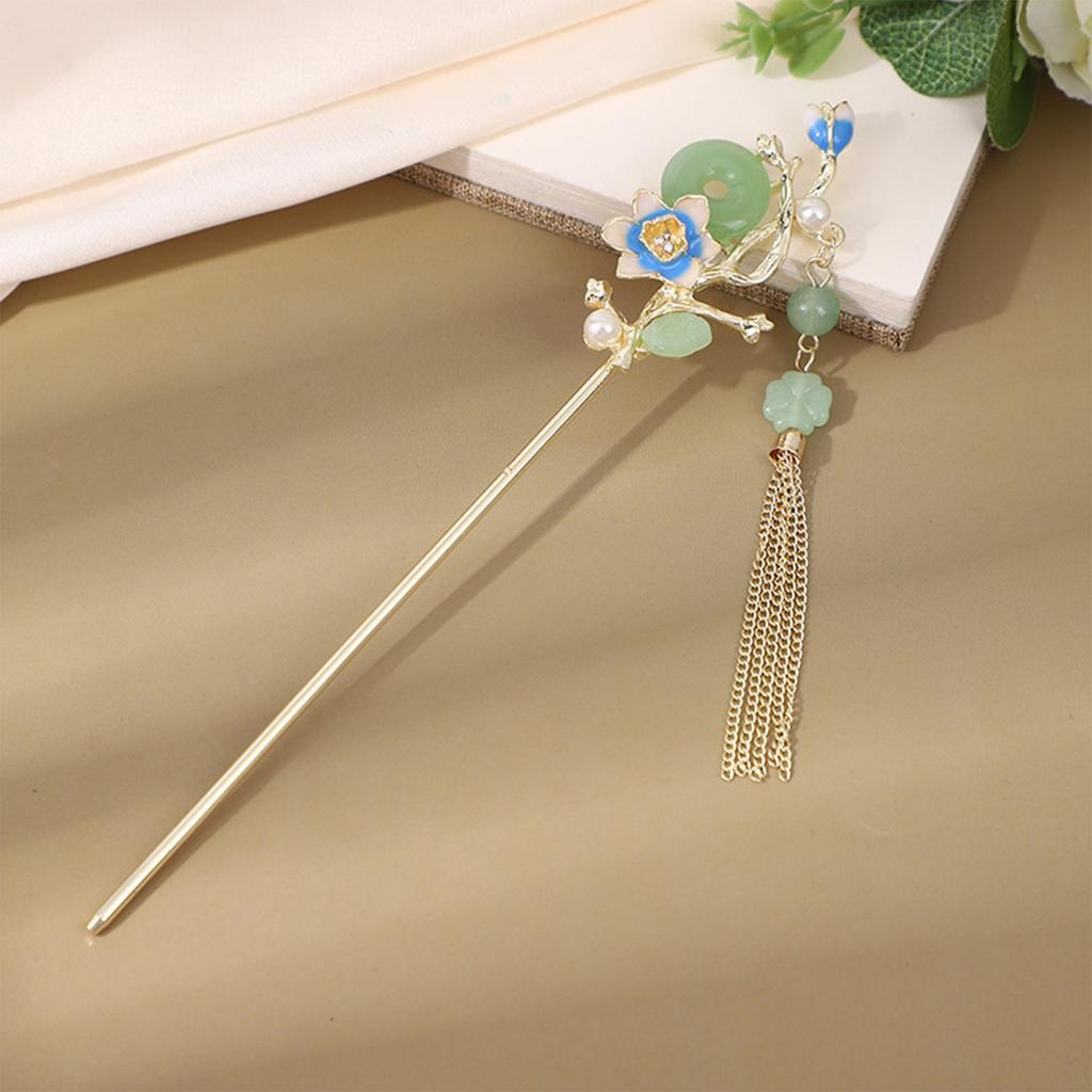 Vintage Hairpin chinese style tassels Cat Eyes Flower Decor Fine Pattern Elegant Hair Chopsticks for Women Girls hair styling
