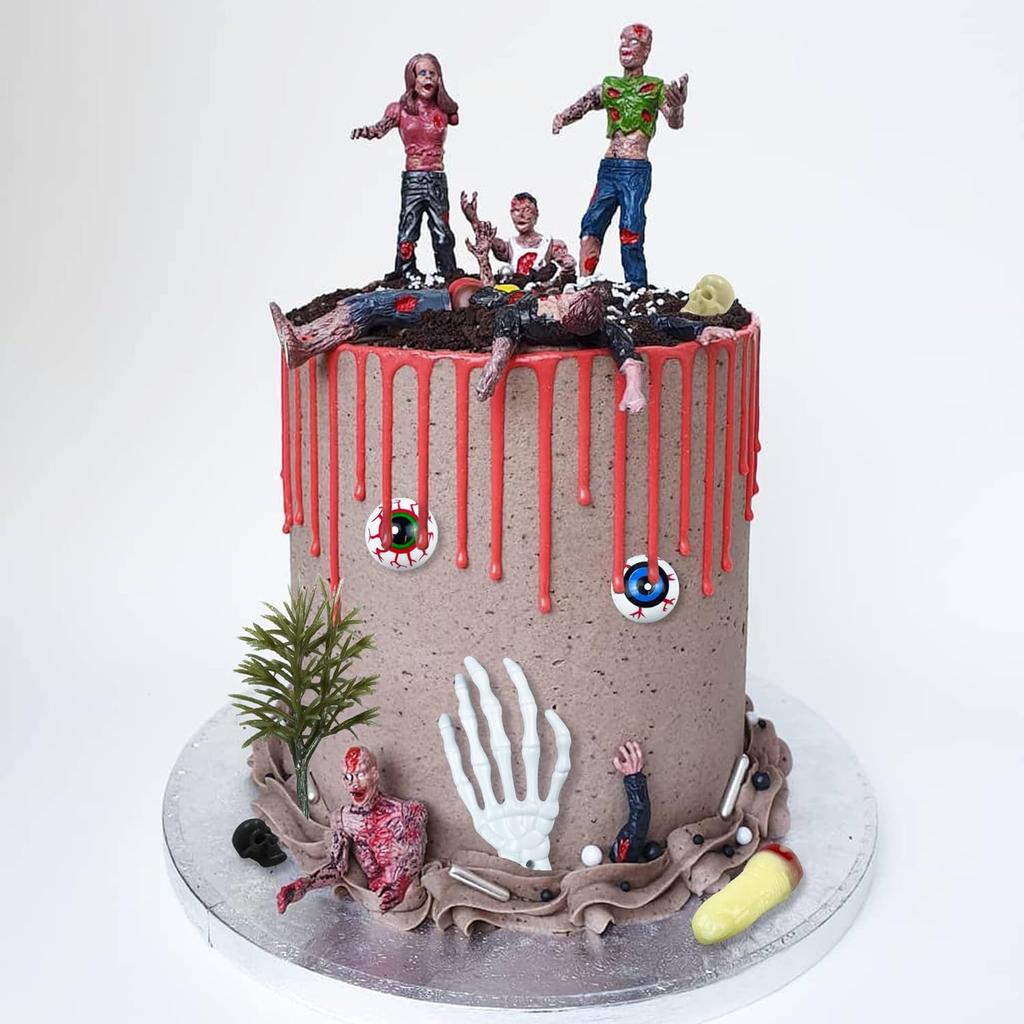 17pcs Zombie Cake Decoration Zombie Cake Toppers Zombie Figure Themed Party Decorations for Birthday Theme Wedding Party