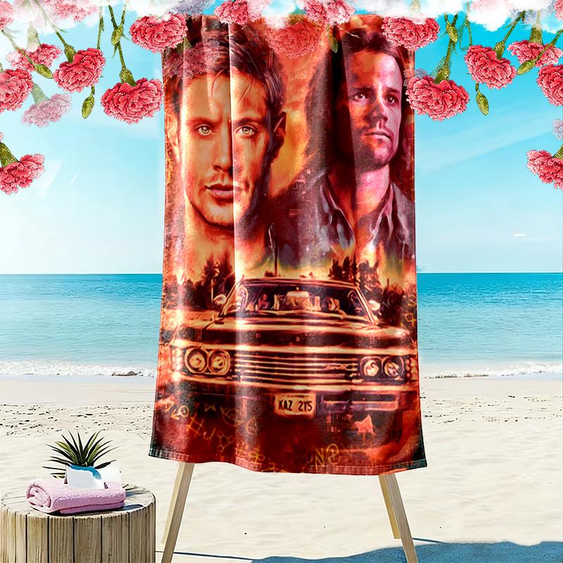 Supernatural Print Beach Towel, Large Soft Quick Dry Towel for Beach Camping Swimming