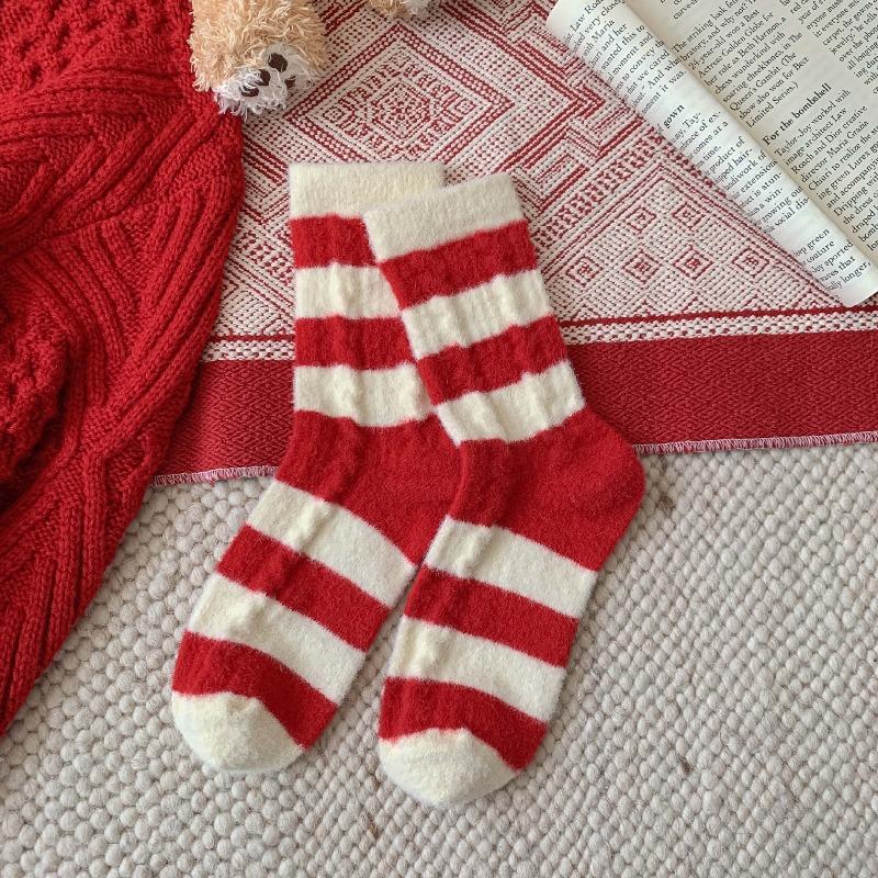 Christmas Stocking Children's Thick and Warm Winter and Autumn Plush Socks New Year Red Socks Sleep-in Tights