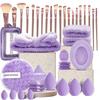 Makeup Brushes Kit 20-56Pcs with Organizer Bag Soft Cosmetic Sponge Cushion Powder Puff Eyeshadow Facial Eye Lip Beauty Make Up Accessories Gift Set