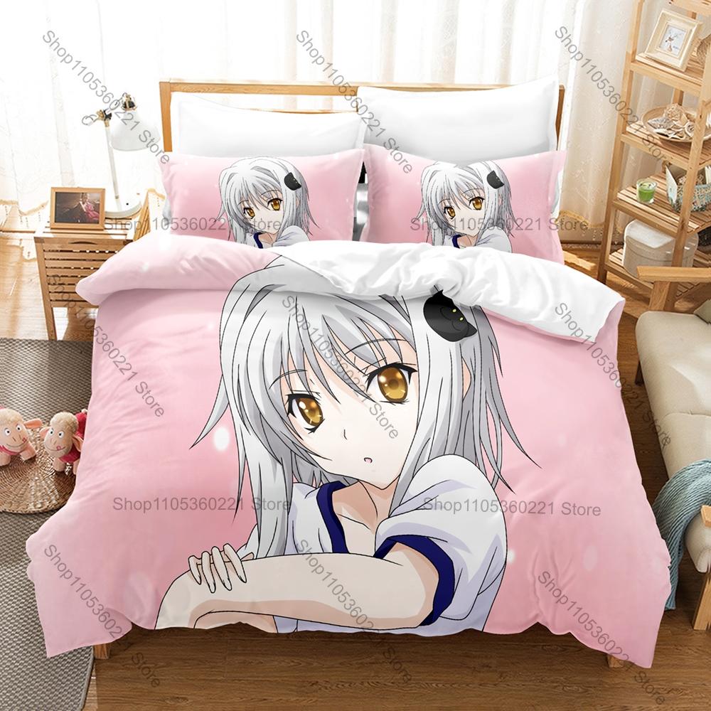 Cool High School DxD Koneko Chan Bedding Set 1 Duvet Cover + 2 Pillowcases Cute White Cat Girl Anime Bedroom Decor